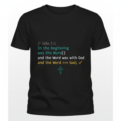 Christian nerd t-shirt design with code-style John 1:1 verse